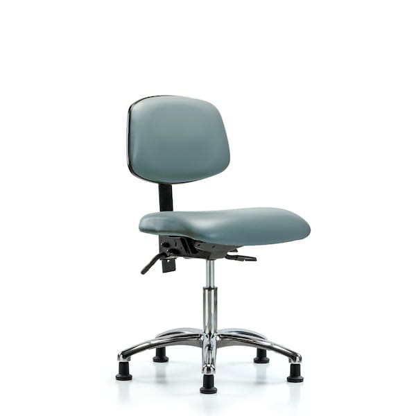 Vinyl Chair Chrome, Desk, Tilt, Glides, Storm