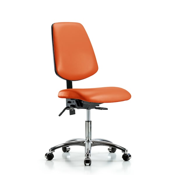 Desk Chair Desk Chair, Vinyl, Med, Bk, Cast, Org, No Arms, 18" to 23" Height, Vinyl, Orange Kist