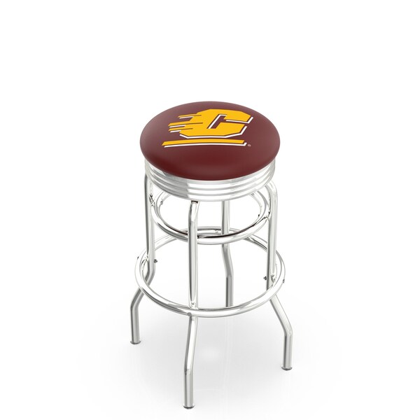 25" Chrome 2-Ring Central Michigan Swivel Bar Stool, Accent Ring