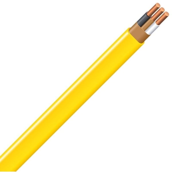 NM-B Non-Metallic Building Cable, Copper, 12 AWG, 2C, Yellow, Solid, 1000 ft