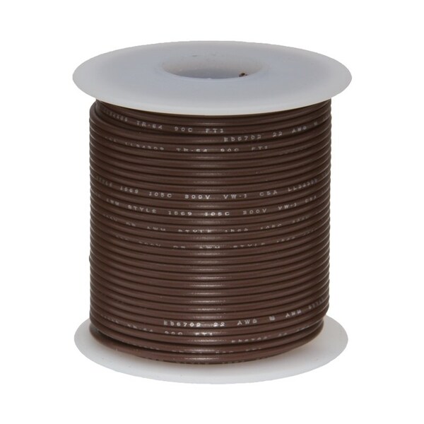 26 AWG Gauge UL1061 Stranded Hook Up Wire, 300V, 0039 Diameter, Brown, 25 ft Length