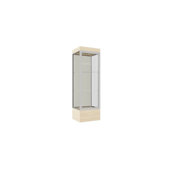 Lighted Floor Display Case 24x76x20, 12" Base, Satin