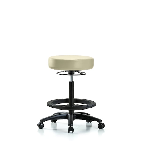 Bench Stool, Hi, Vinyl, BF, Casters, Wht