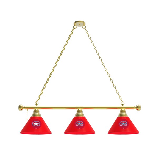 Montreal Canadiens 3 Shade Billiard Light, Brass Fixture