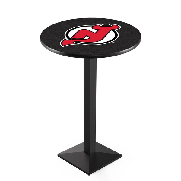 42" Blk Wrinkle New Jersey Devils Pub Table, 36" dia. Top