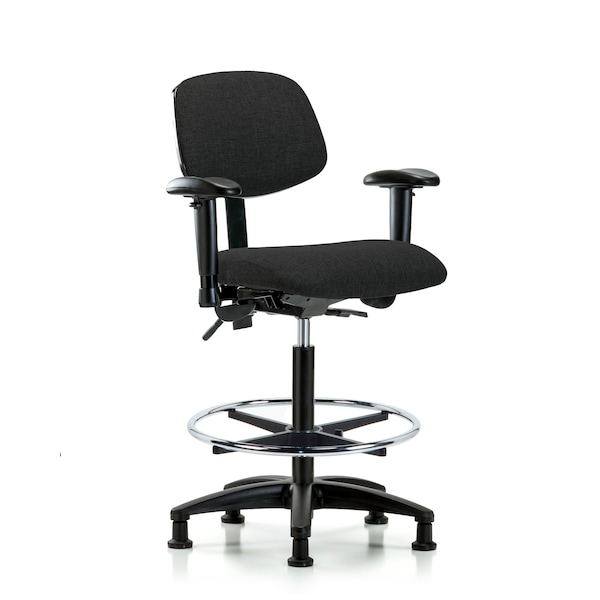 Chair, Fab, Hi Bench, Tilt AA CF Glides, Blk, 6-Way Adjustable, 26" to 35-1/2" Height, Black