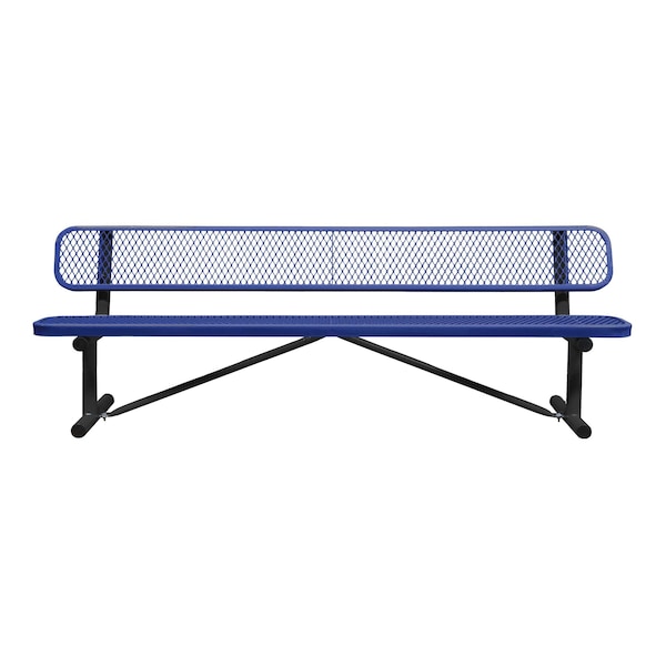 Portable, Bench with Back, 8ft., Navy