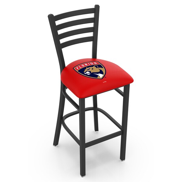 25" Blk Wrinkle Florida Panthers Stationary Counter Stool, Ladder Back