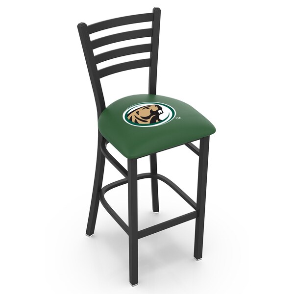 25" Blk Wrinkle Bemidji State Stationary Counter Stool, Ladder Back