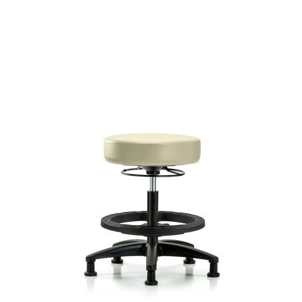 Bench Stool, Med, Vinyl, BF, Glides, Wht