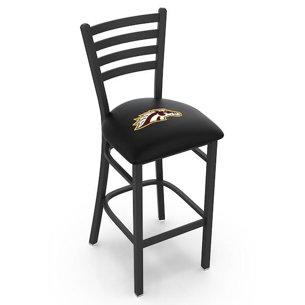 25" Blk Wrinkle Western Michigan Stationary Counter Stool, Ladder Back
