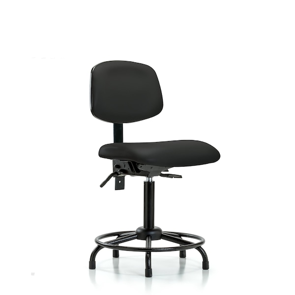 Bench Chair, Vinyl, RT Glides, BLK, No Arms, 22" to 29" Height, Black