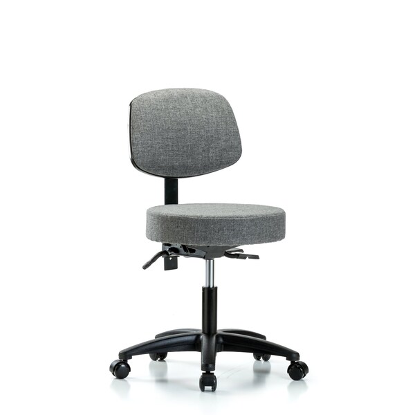 Desk Stool, Fabric, Bk, Tilt Casters, Gry