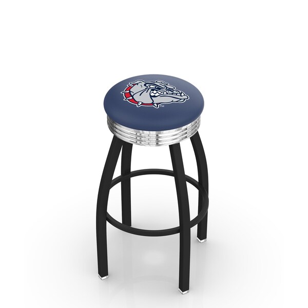 25" Blk Wrinkle Gonzaga Swivel Bar Stool, Chrome Ring