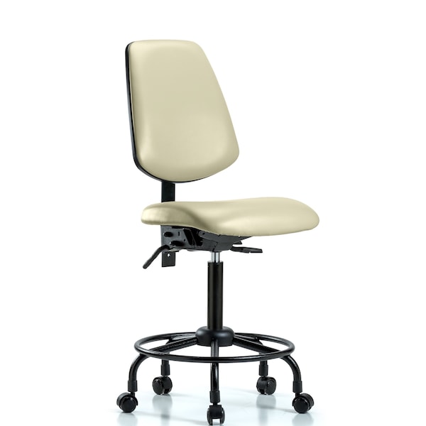 Medium Bench Chair No Arms, 23" to 31" Height, Vinyl, Adobe White