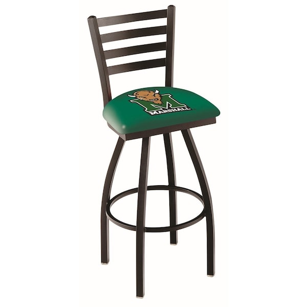 25" Blk Wrinkle Marshall Swivel Bar Stool, Ladder Back
