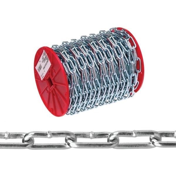Campbell 0722827 Straight Link Coil Chain, 520 lb Working Load Limit, No 2/0, Steel, Zinc
