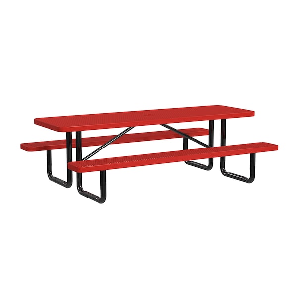 Rectangle Portable Picnic Table, Red, 8 ft L