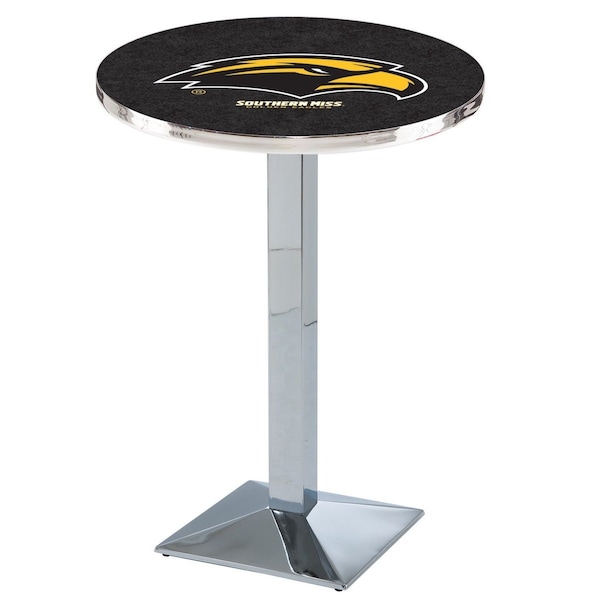 42" Chrome Southern Miss Pub Table, 36" dia. Top