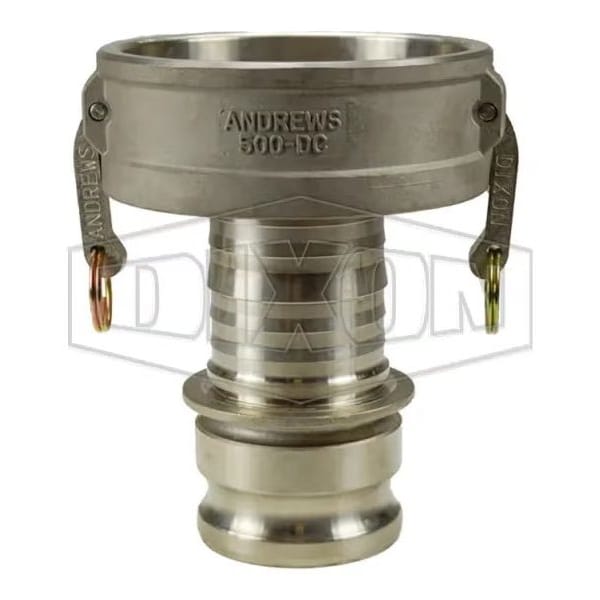 Type DA Cam and Groove Reducing Coupler, 4 x 5 in Nominal, Coupler x Adapter End Style, 316 SS