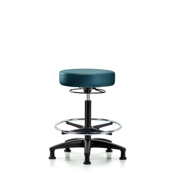 Vinyl Stool, High Bench, Foot Ring, Glides, Royal