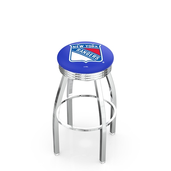 25" Chrome New York Rangers Swivel Bar Stool, Accent Ring
