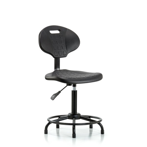 Chair, Poly, Med Bench, RT Glides, No Arms, 19-1/2" to 27-1/2" Height, Black; Blue