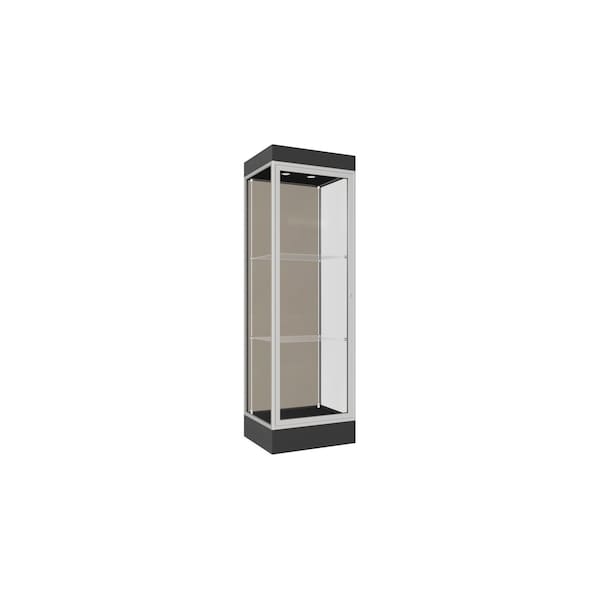 Lighted Floor Display Case 24x76x20, 6" Base, Satin