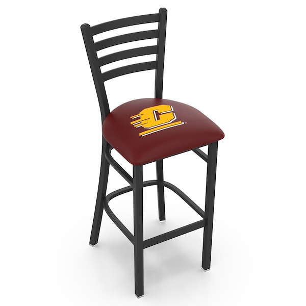 25" Blk Wrinkle Central Michigan Stationary Counter Stool, Ladder Back