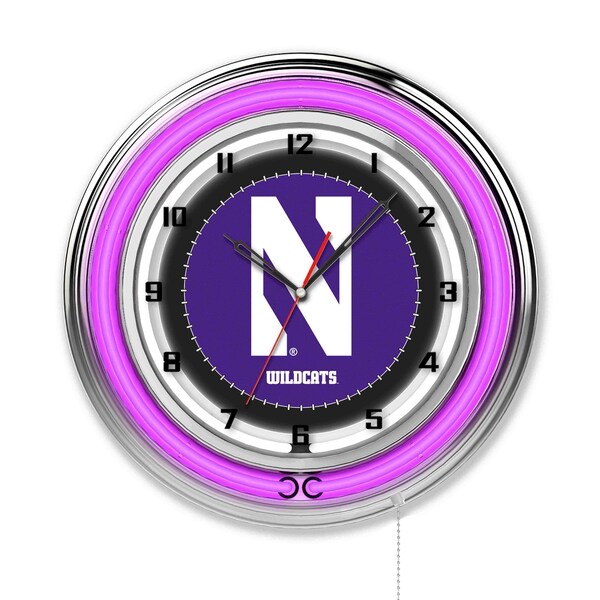 Northwestern University Double Neon 19" Clock
