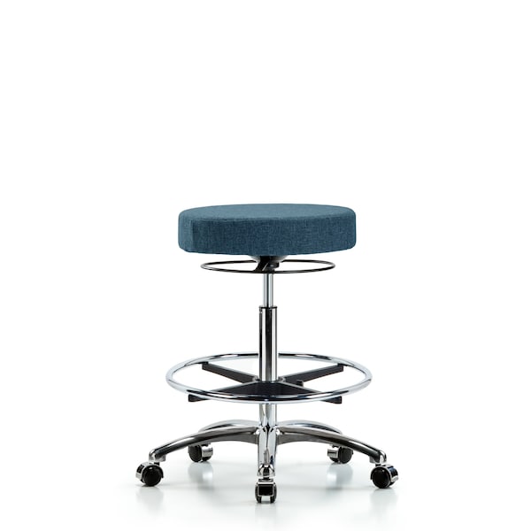 Bench Stool, Hi, Fabric, Chrom, CF, Cstr, Blu
