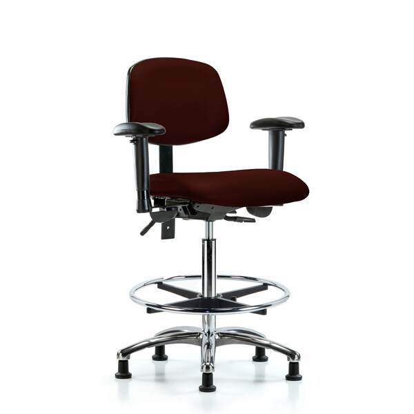 Chair, Vin, Hi Bench, Chr AA CF Glides, Burg, 6-Way Adjustable, 26" to 35-1/2" Height, Burgundy