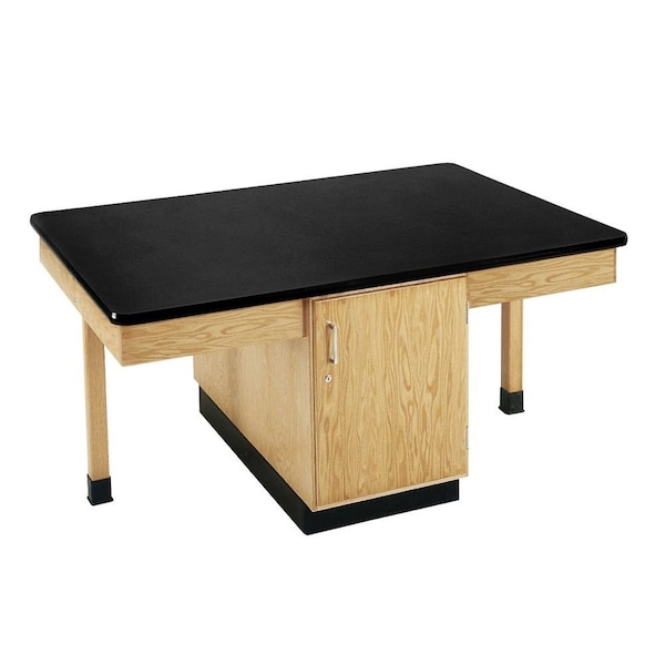 4 Station Table, Red Oak, Wood Surface, 66" W