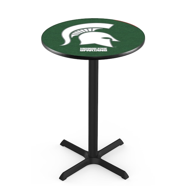 42" Blk Wrinkle Michigan State Pub Table, 36" dia. Top