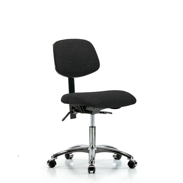 Desk Chair Desk Chair, Fabric, Chr Tilt Casters, Blk, No Arms, 19" to 24" Height, Fabric, Black