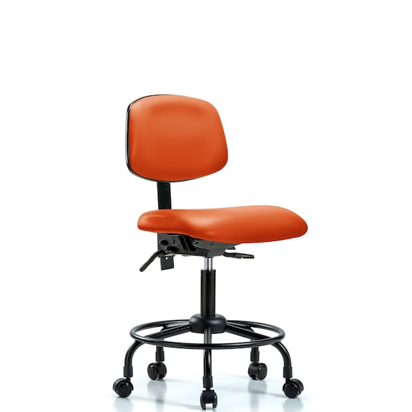 Desk Chair Desk Chair, Vinyl, Chr Tilt Glides, PurGr, No Arms, 21" to 26" Height, Vinyl, Orange Kist