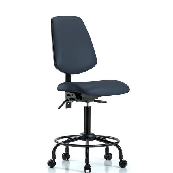 Medium Bench Chair No Arms, 23" to 31" Height, Vinyl, Imperial Blue