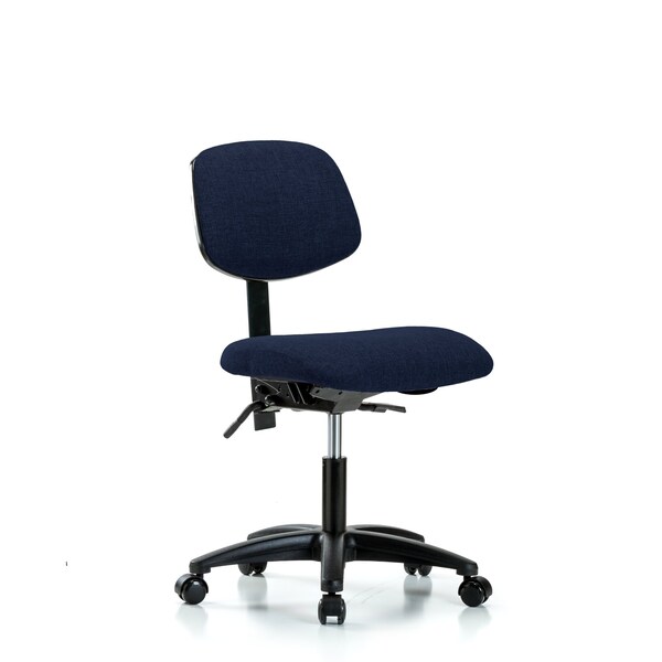 Desk Chair Desk Chair, Fabric, Casters, Nav, No Arms, 19" to 24" Height, Fabric, Dark Blue
