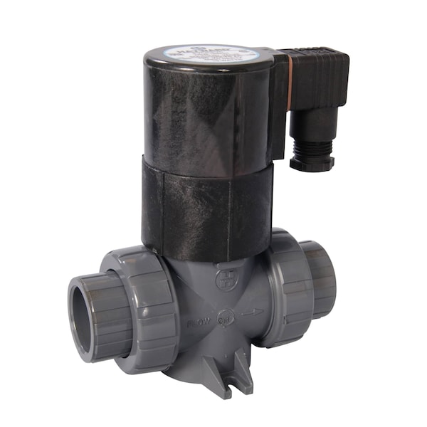Solenoid Valve, 2-Way, Normally Closed, 1 in Pipe Size, 120V AC, Inline Single, Direct Acting, PVDF