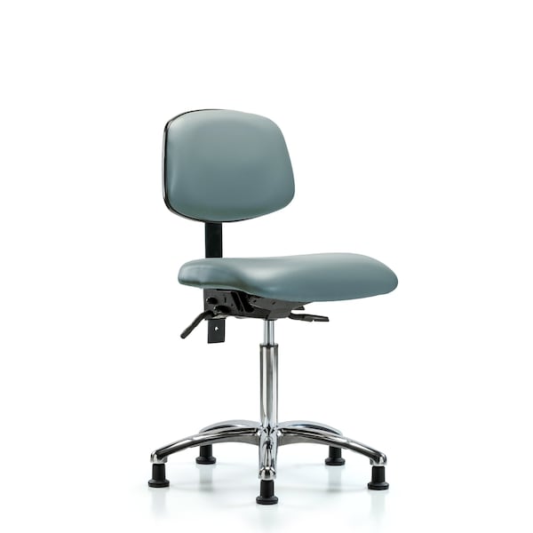Vinyl Chair Chrome, Med Bench, Tilt, Glides, Storm