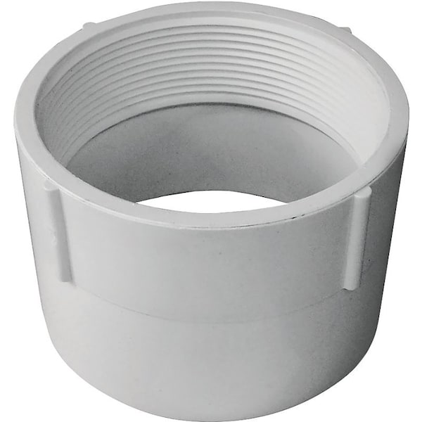 CANPLAS Pipe Adapter, 4 in, FNPT x Hub, PVC, White