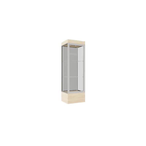 Lighted Floor Display Case 24x76x20, 12" Base, Satin