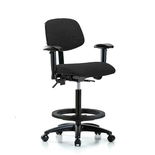 Chair, Fab, Hi Bench, Tilt AA BF Cast, Blk, 6-Way Adjustable, 26" to 35-1/2" Height, Black