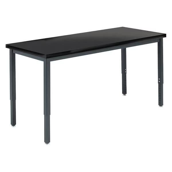 Rectangle Adjustable Table, 72" W, 38" L, 23.5" to 37.5" H, HPL Top, Black
