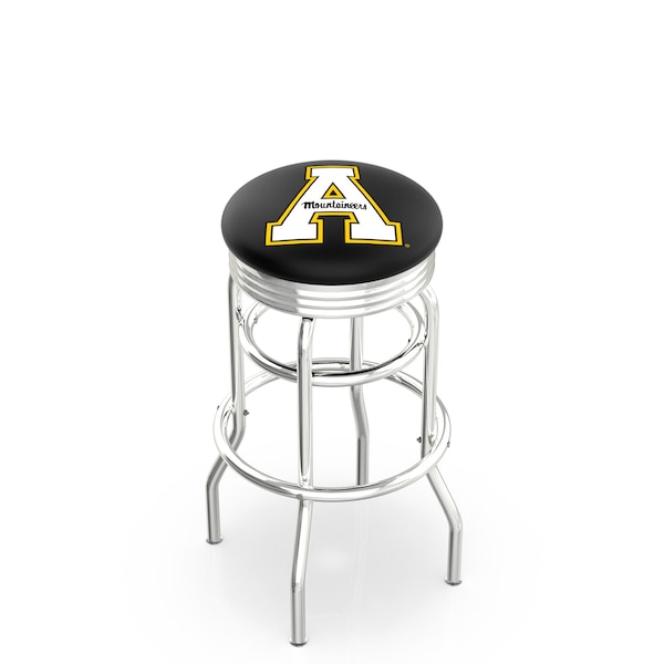 25" Chrome 2-Ring Appalachian State Swivel Bar Stool, Accent Ring