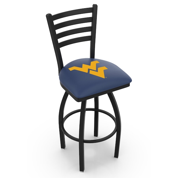 25" Blk Wrinkle West Virginia Swivel Bar Stool, Ladder Back