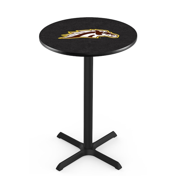 42" Blk Wrinkle Western Michigan Pub Table, 36" dia. Top