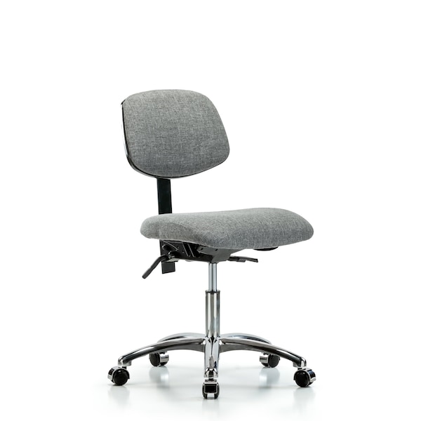 Desk Chair Desk Chair, Fabric, Chr Tilt Casters, Gry, No Arms, 19" to 24" Height, Fabric, Grey