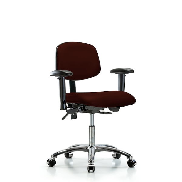 Desk Chair Desk Chair, Vin, Chr Tilt AA Casters, Burg, Adjustable Arms, 18" to 23" Height, Vinyl