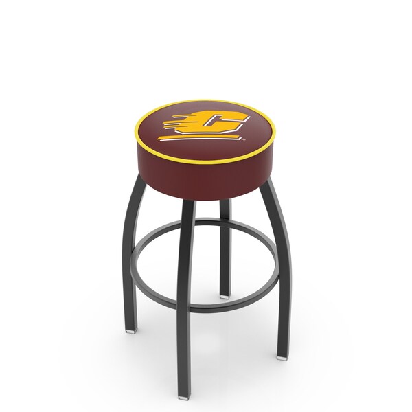 25" Central Michigan Cushion Seat, Blk Wrinkle Base Swivel Bar Stool